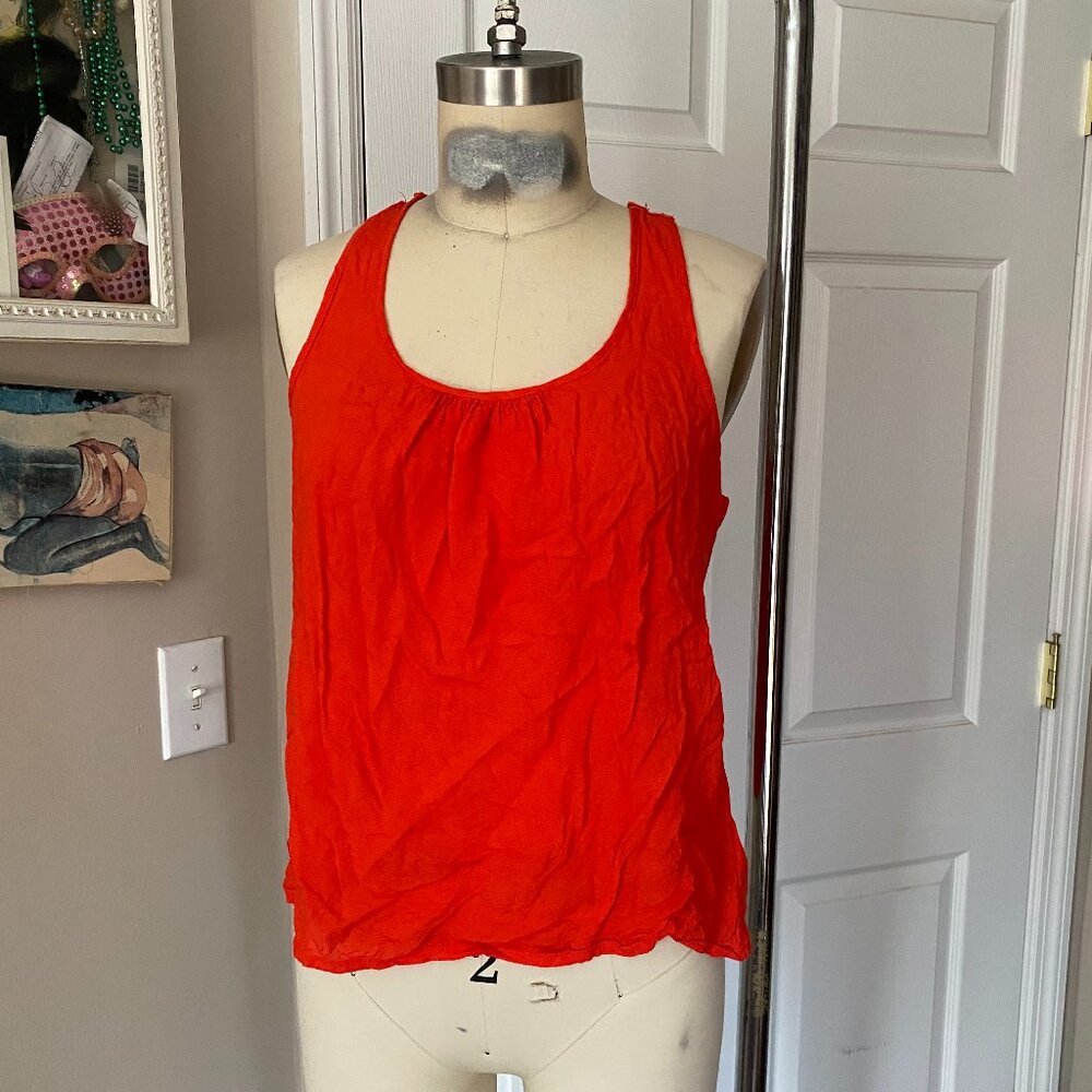 FOREVER 21 Tomato Red CROCHET Racer-back Gauze cotton Tank top *SMALL* B186
